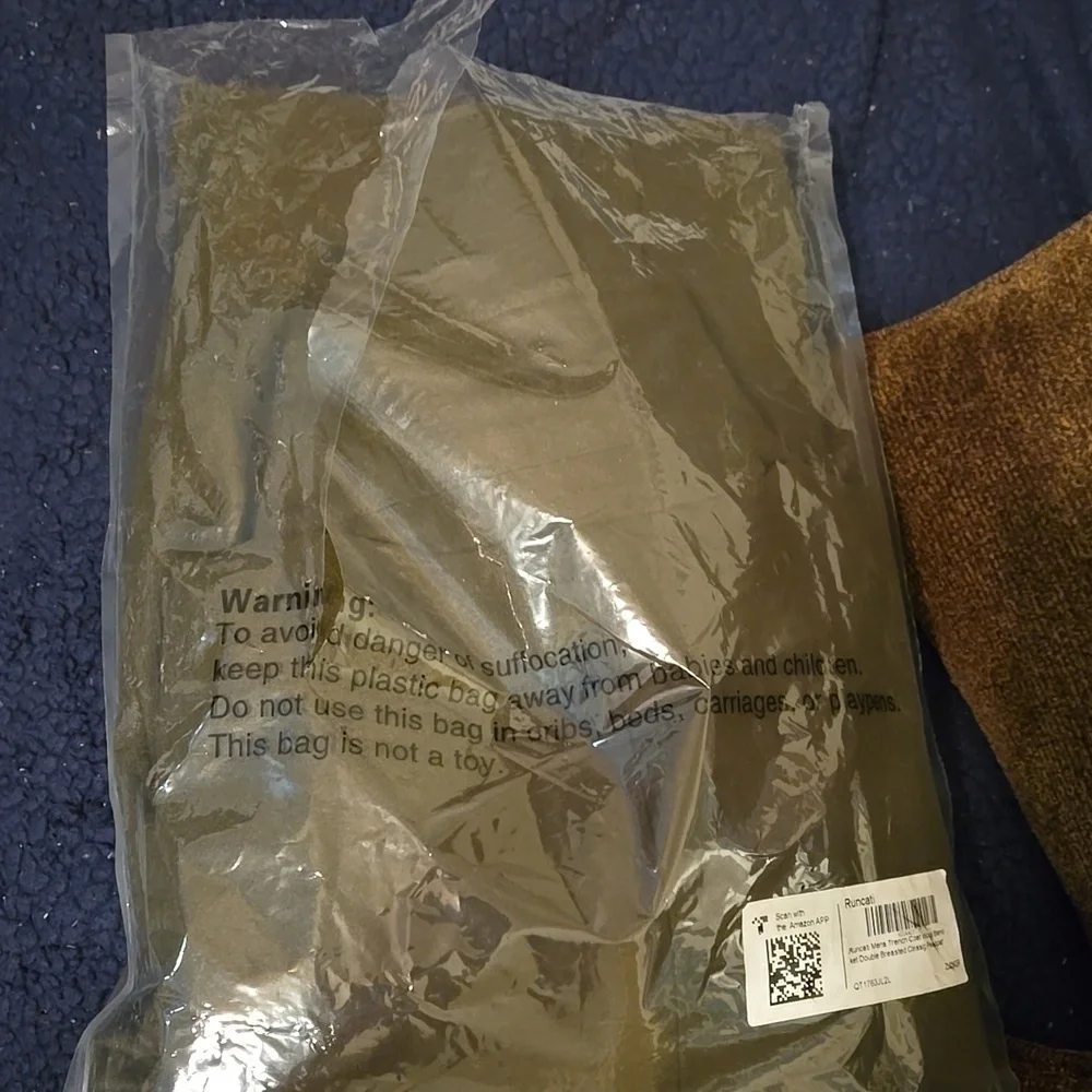 Men's Olive Double-Breasted Trench Coat (Opened bag to determine correct size)